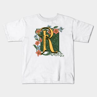 Art Nouveau Letter R, Ornamental Letter R, Art Deco Kids T-Shirt